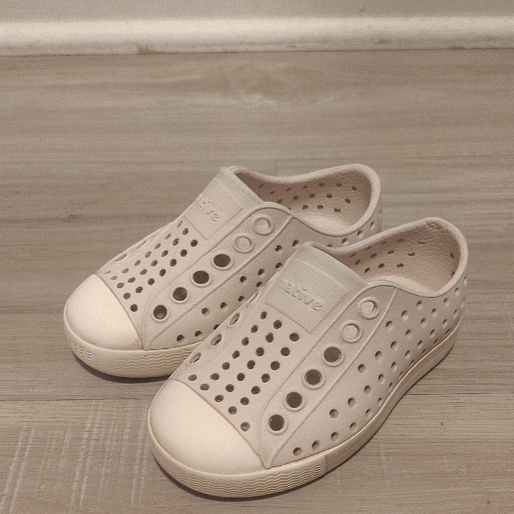 Native Shoes Kids Slip-On Perforated Water Sneakers in Cream